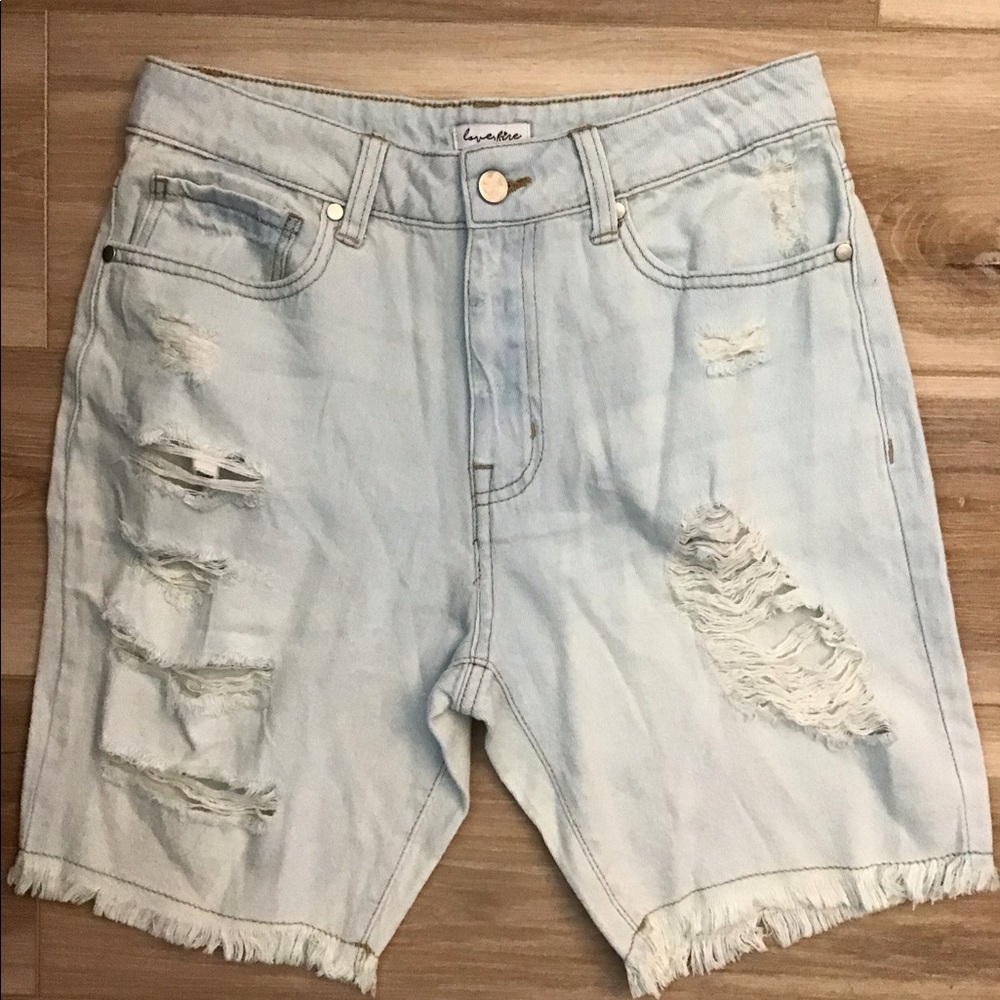 love, fire  Distressed Bermuda Denim Shorts 7